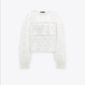 Zara Textured Crop Shirt white NWT